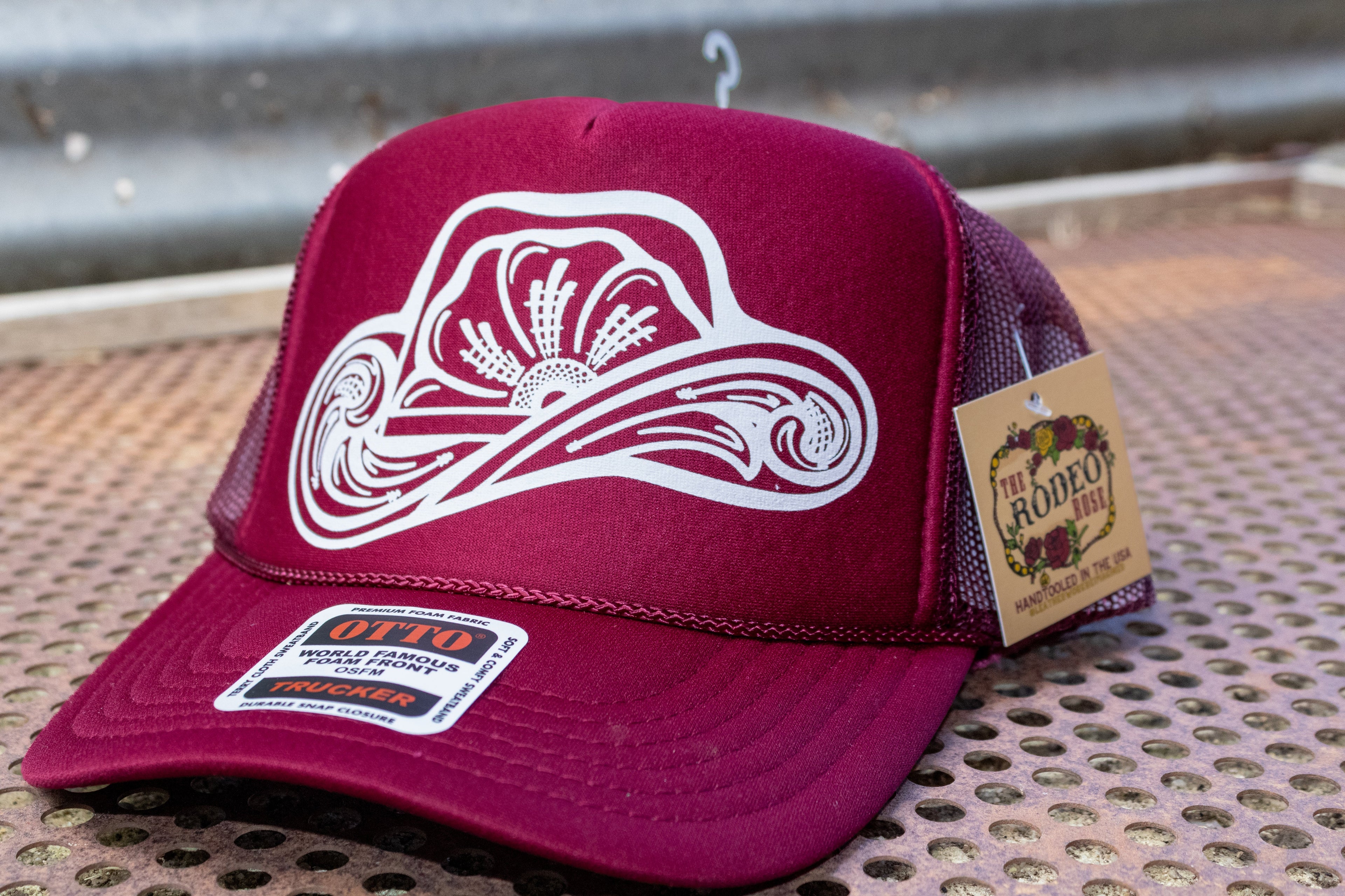Tooled Cowboy Hat Graphic Trucker Cap — Jewel Tones