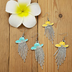 Sparkle Cowgirl Hat Fringe Earrings – Rhinestone Tassel Dangle Jewelry