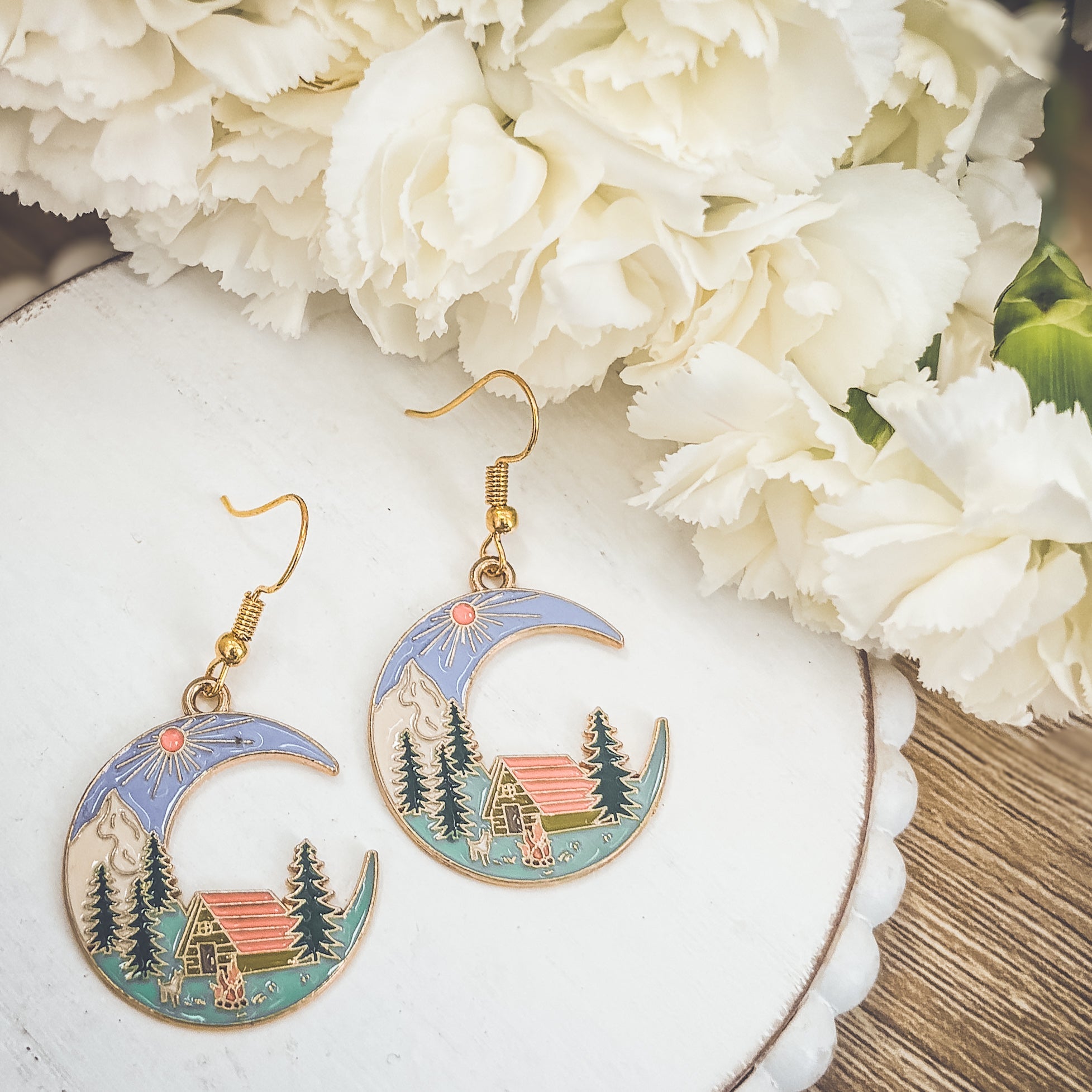 Moon Cabin Stud Earrings