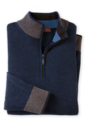 Patrick James Stripe Collar Mock 1/4 Zip Sweater