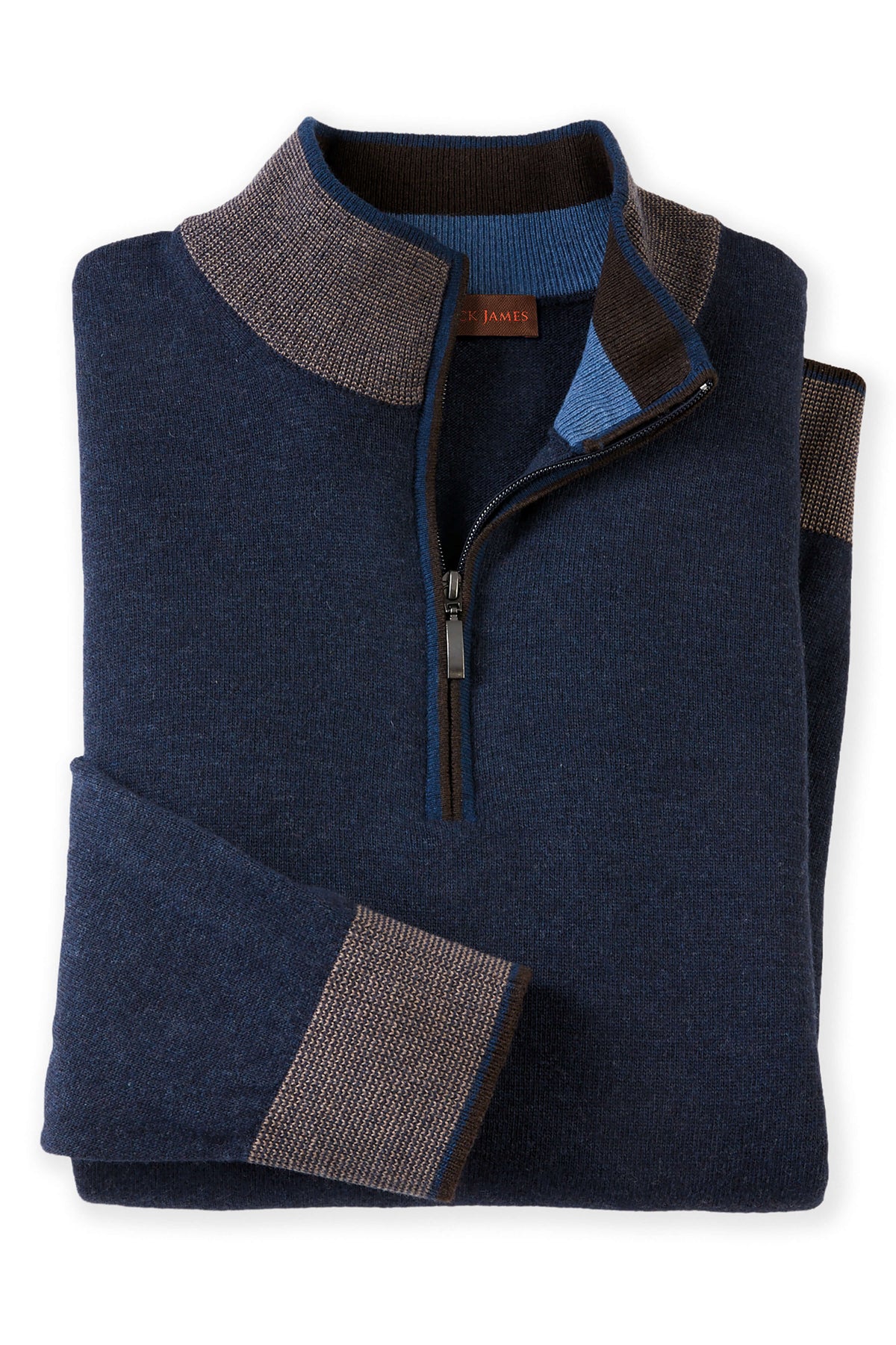 Patrick James Stripe Collar Mock 1/4 Zip Sweater