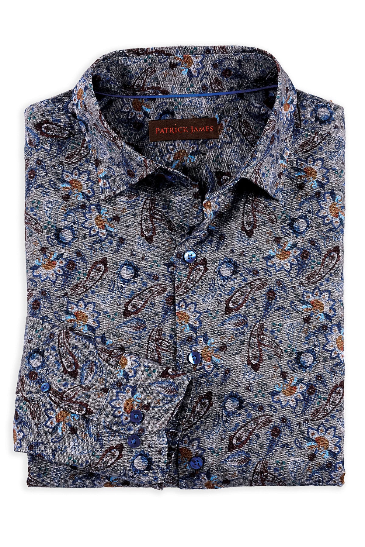 Patrick James Long Sleeve Paisley Cashmere Shirt
