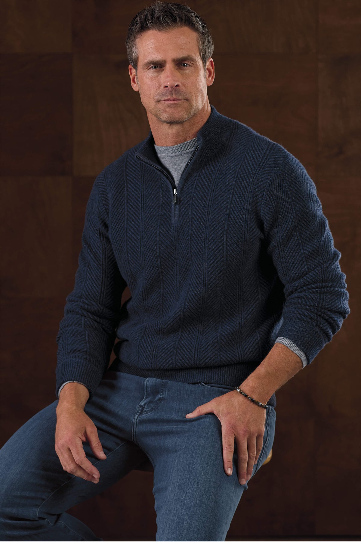 Patrick James Vanise Herringbone 1/4 Zip