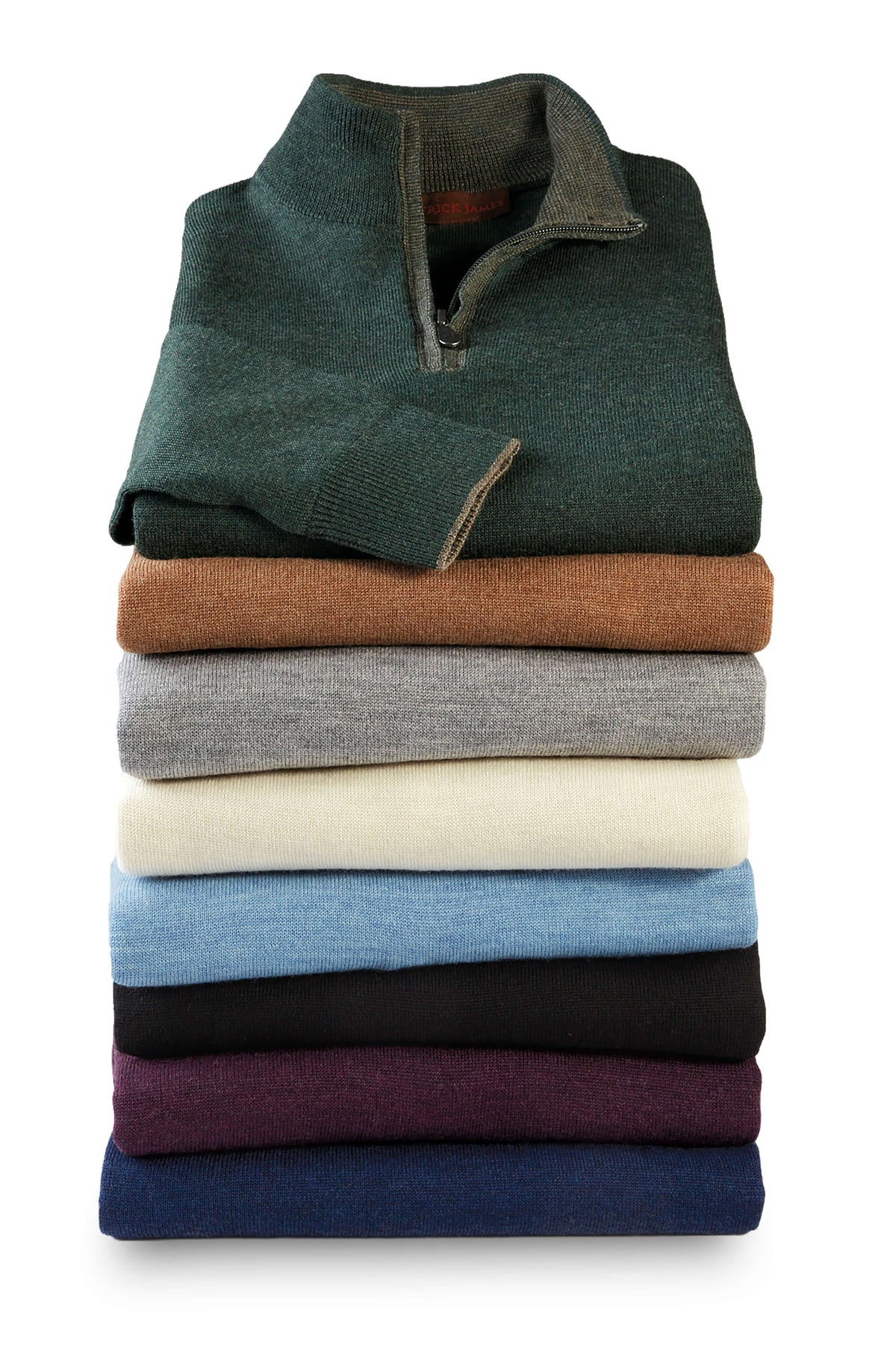 Patrick James Long Sleeve Solid Merino Mock 1/4 Zip