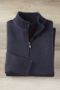 Patrick James Wide Herringbone Mock 1/4 Zip Sweater
