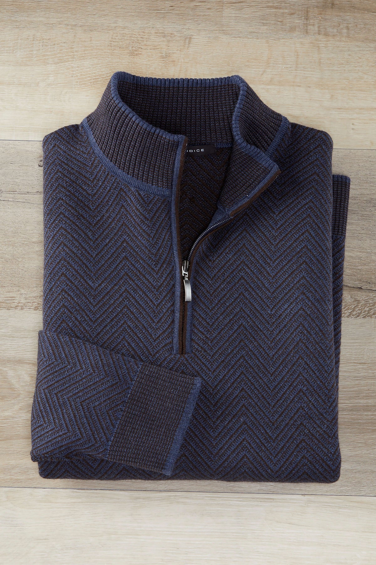 Patrick James Wide Herringbone Mock 1/4 Zip Sweater