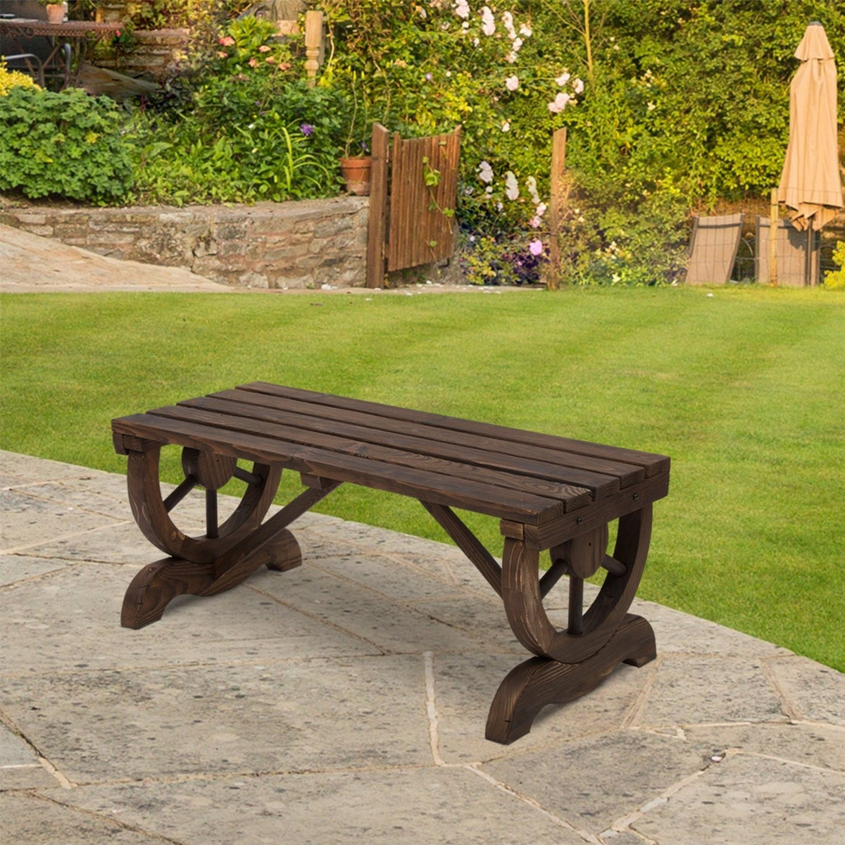 Rustic Fir Wood Garden Bench