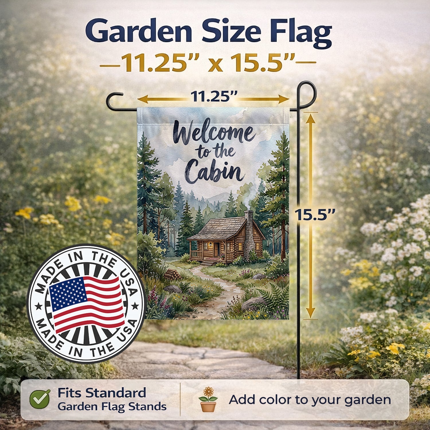 Rustic Cabin Welcome Garden Flag