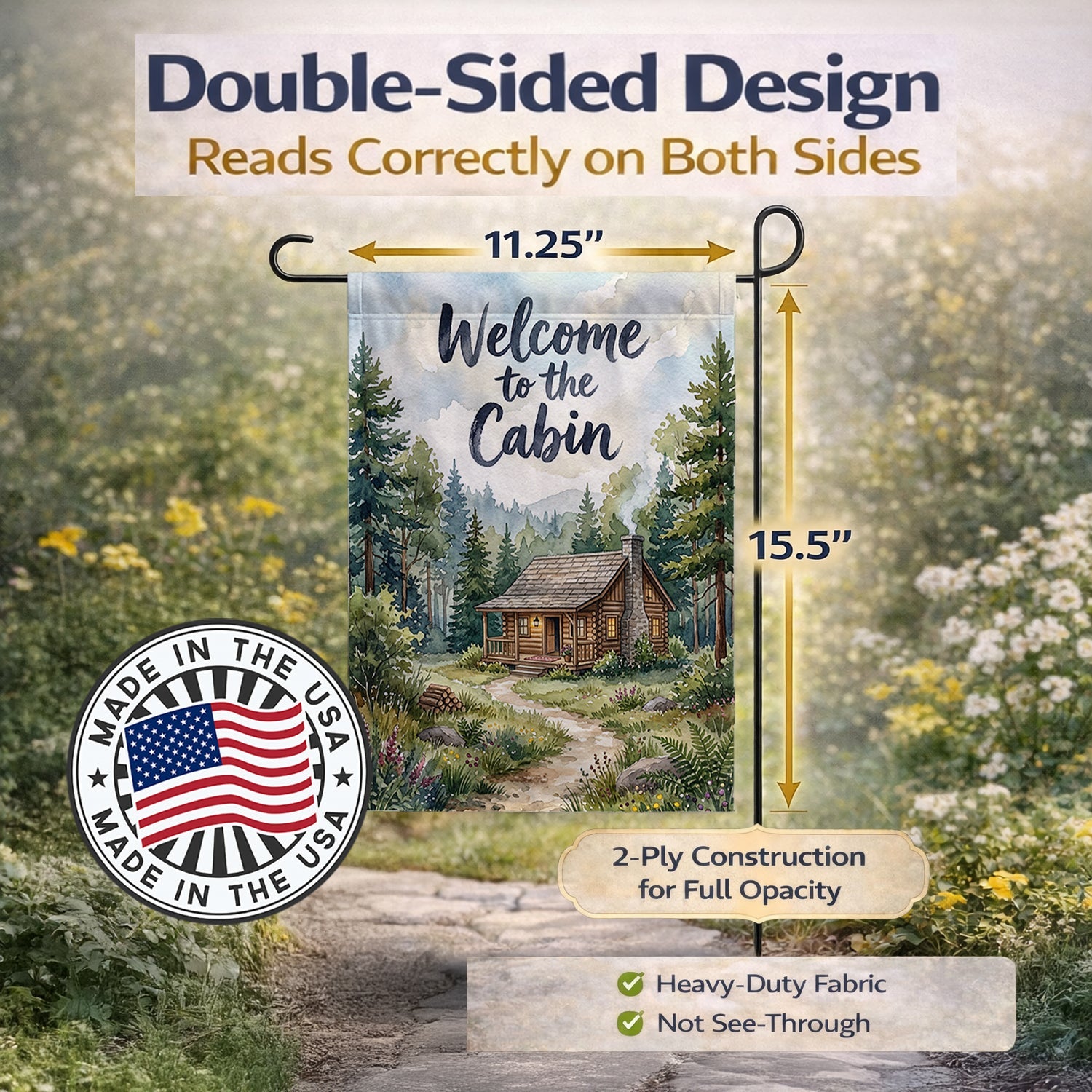 Rustic Cabin Welcome Garden Flag