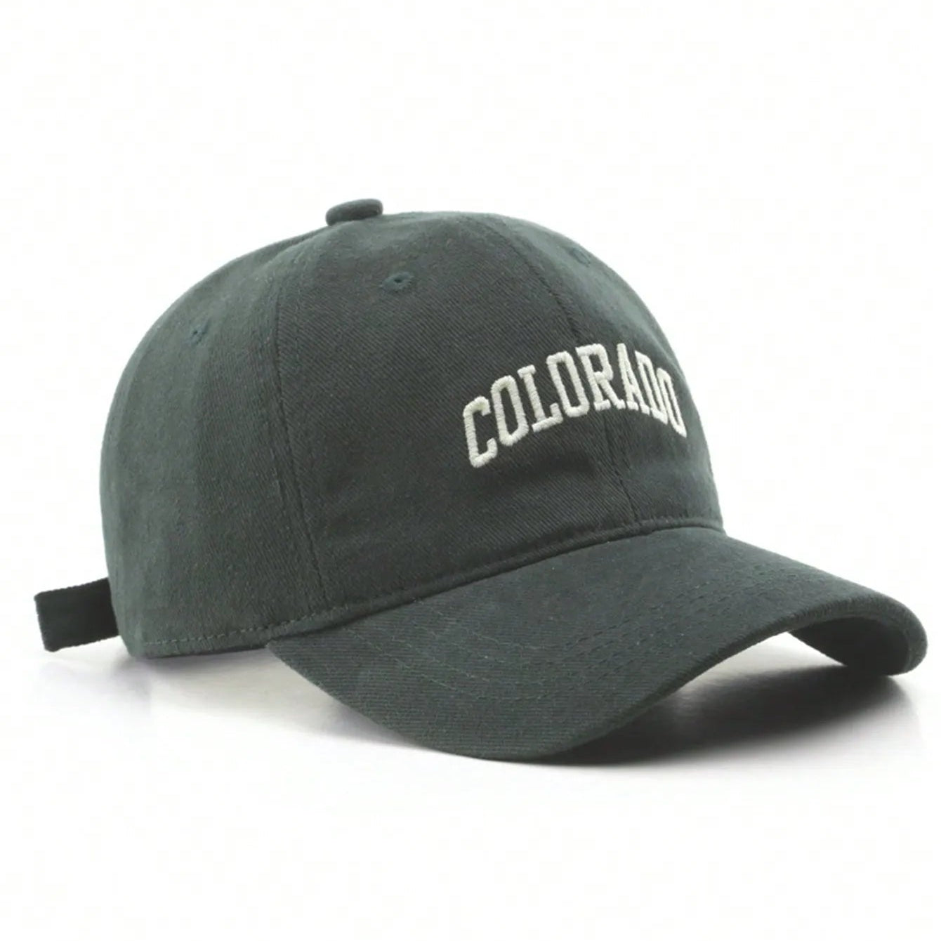 Dark green cap with 'COLORADO' text on a white background