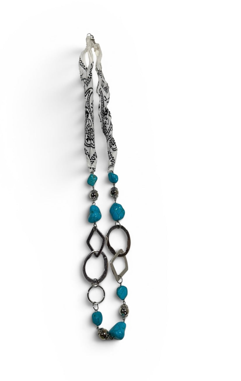 Turquoise Bandana Bead Necklace