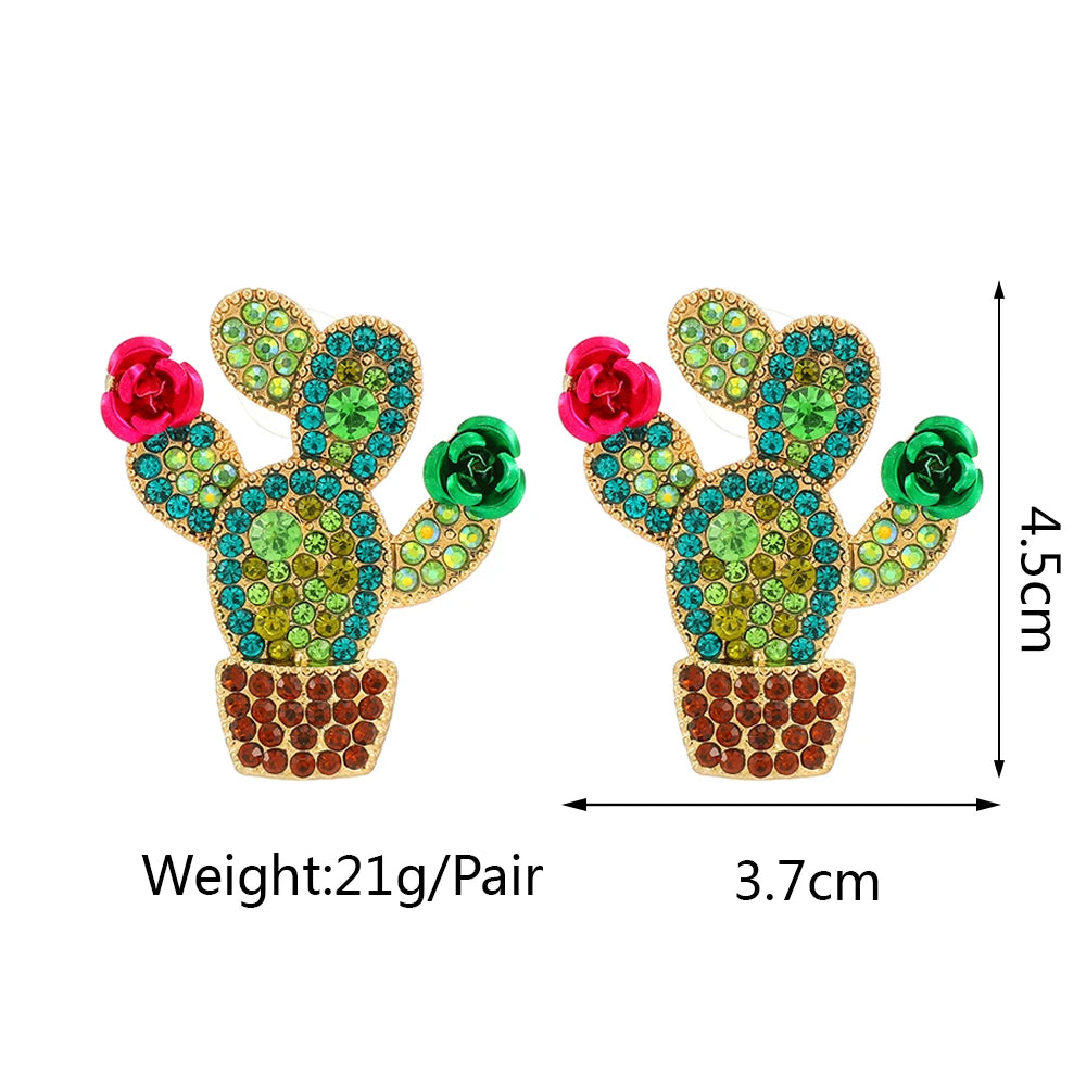 Cactus Crystal Stud Earrings
