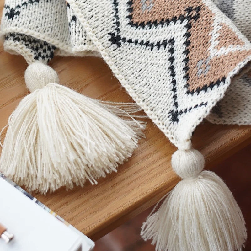 Canyon Dusk Geometric Knit Throw Blanket