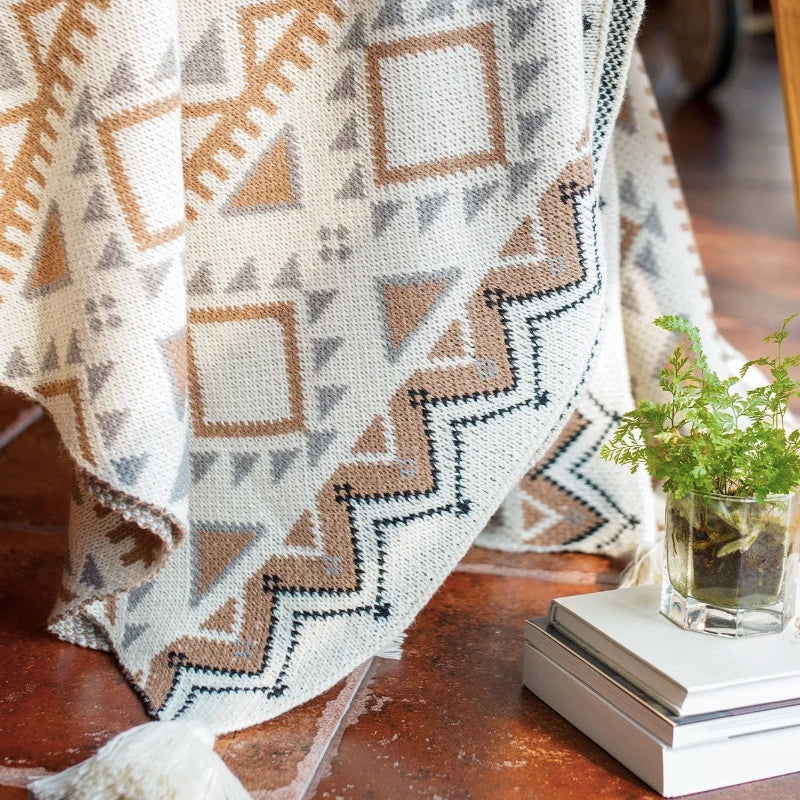 Canyon Dusk Geometric Knit Throw Blanket