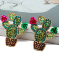 Cactus Crystal Stud Earrings