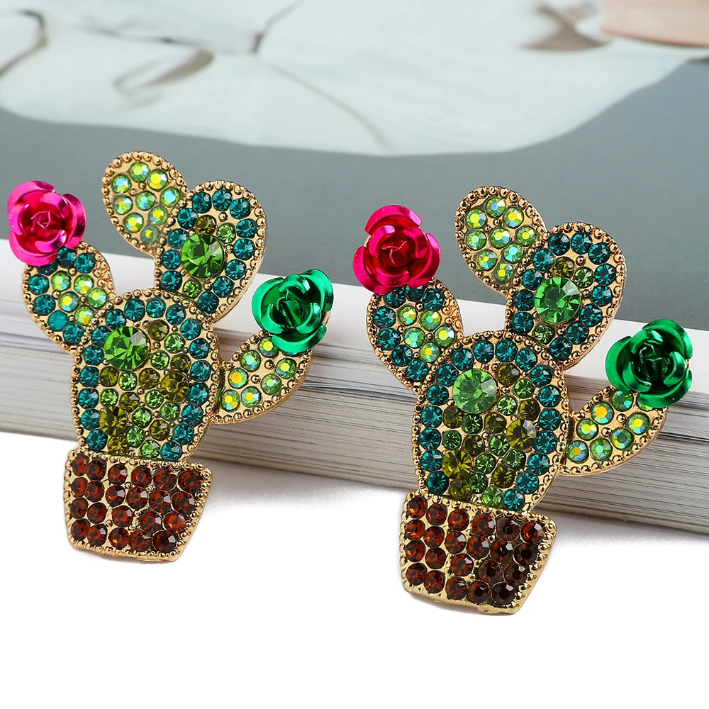 Cactus Crystal Stud Earrings
