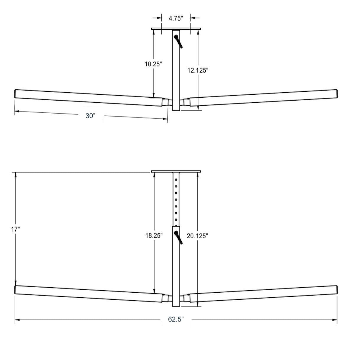 Hi-Port 2 Adjustable Ceiling Ski & Snowboard Storage Rack | 150 lb Capacity