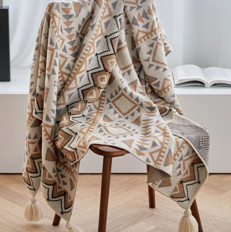 Canyon Dusk Geometric Knit Throw Blanket