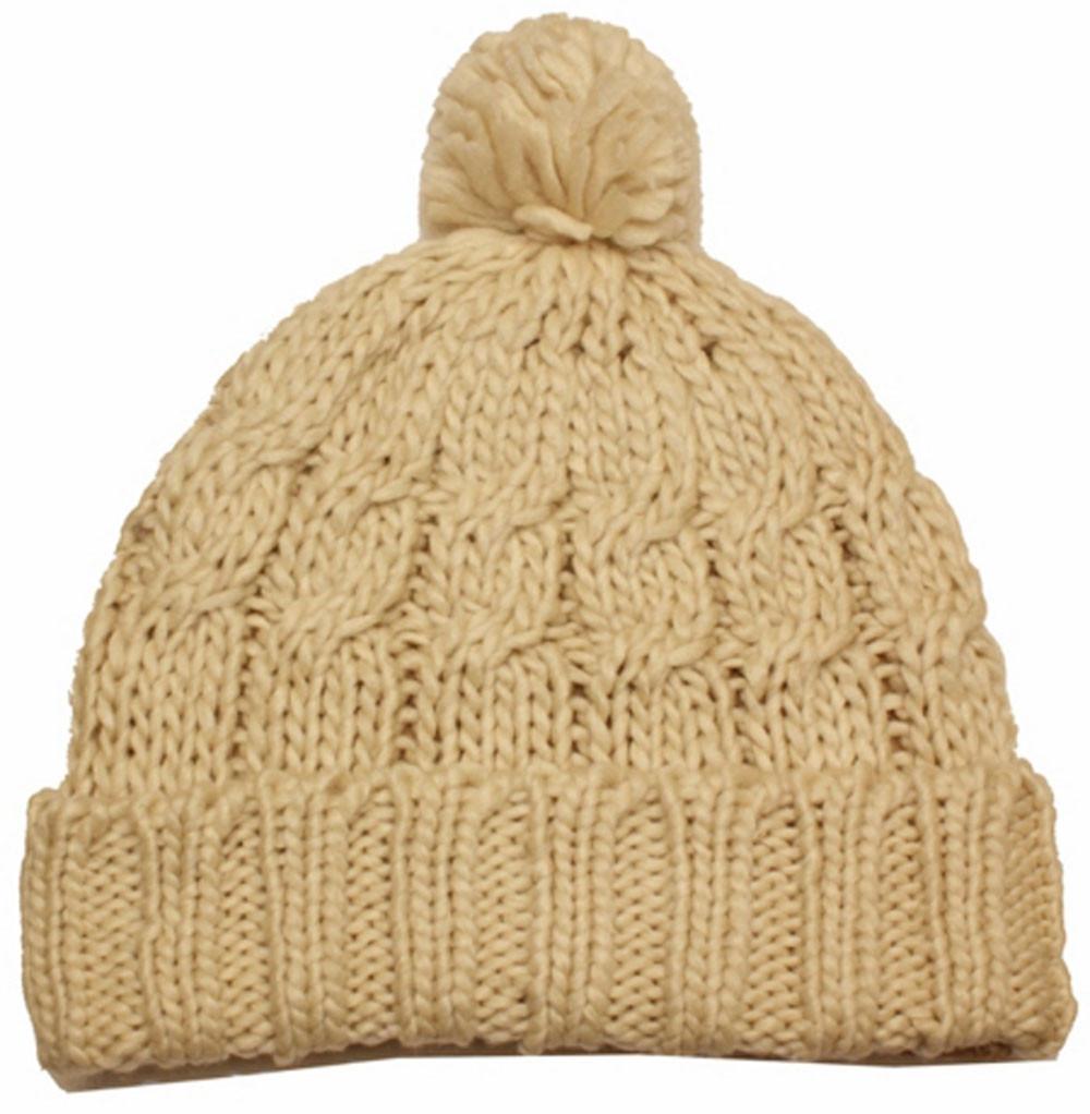 Cable Knit Pom Pom Beanie