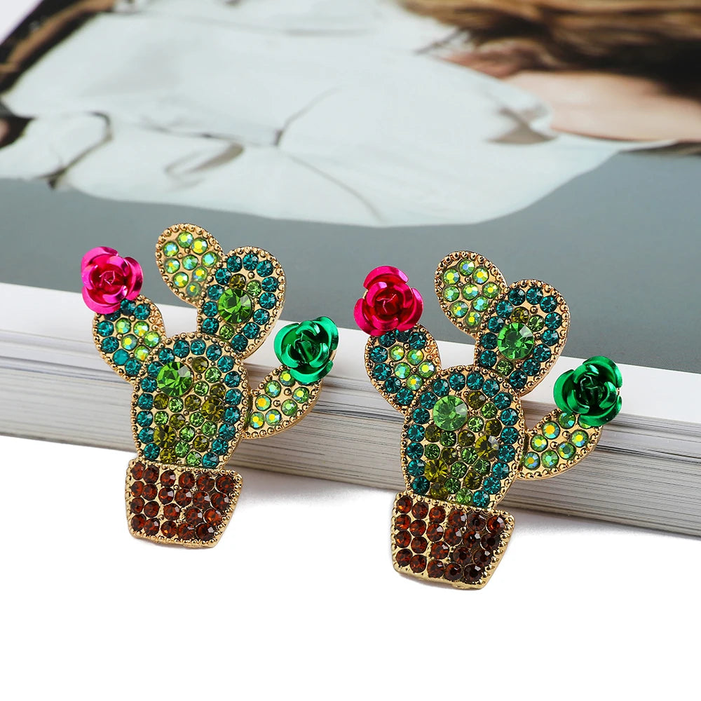Cactus Crystal Stud Earrings
