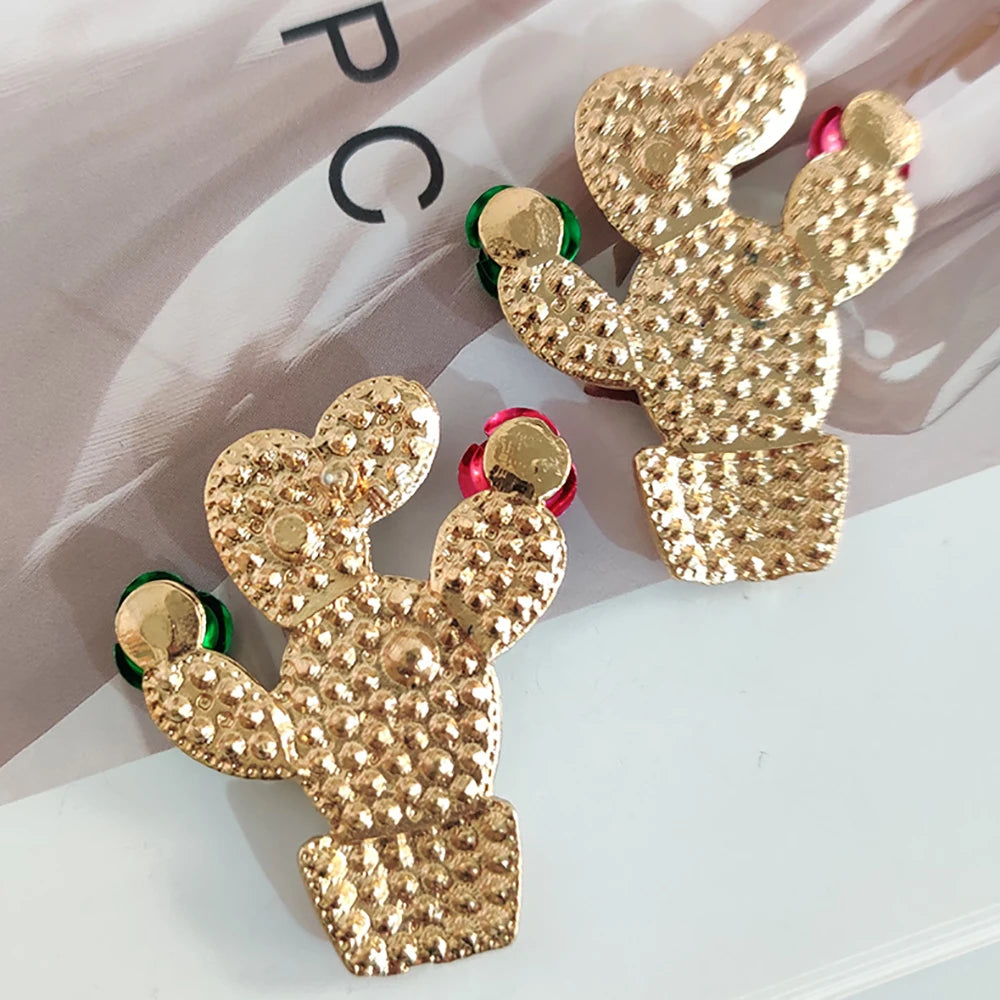 Cactus Crystal Stud Earrings