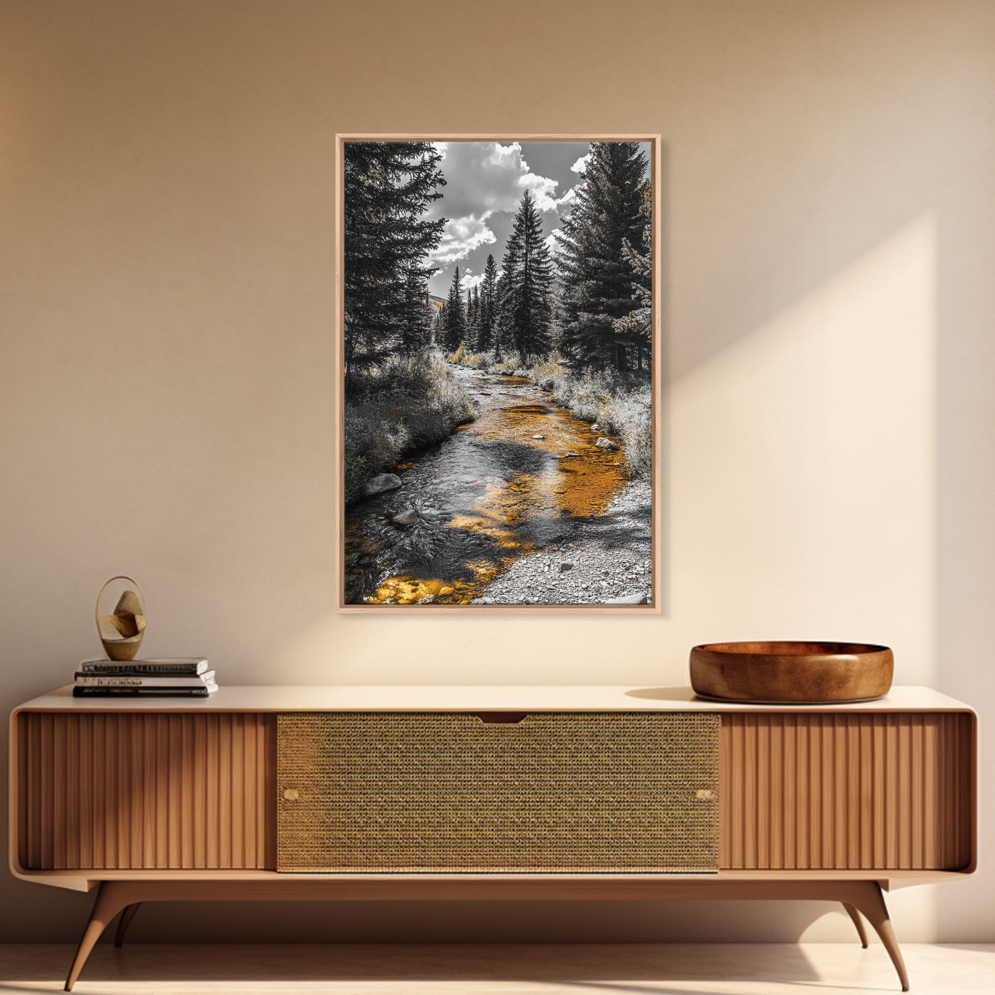 Autumn Forest Stream Canvas Print