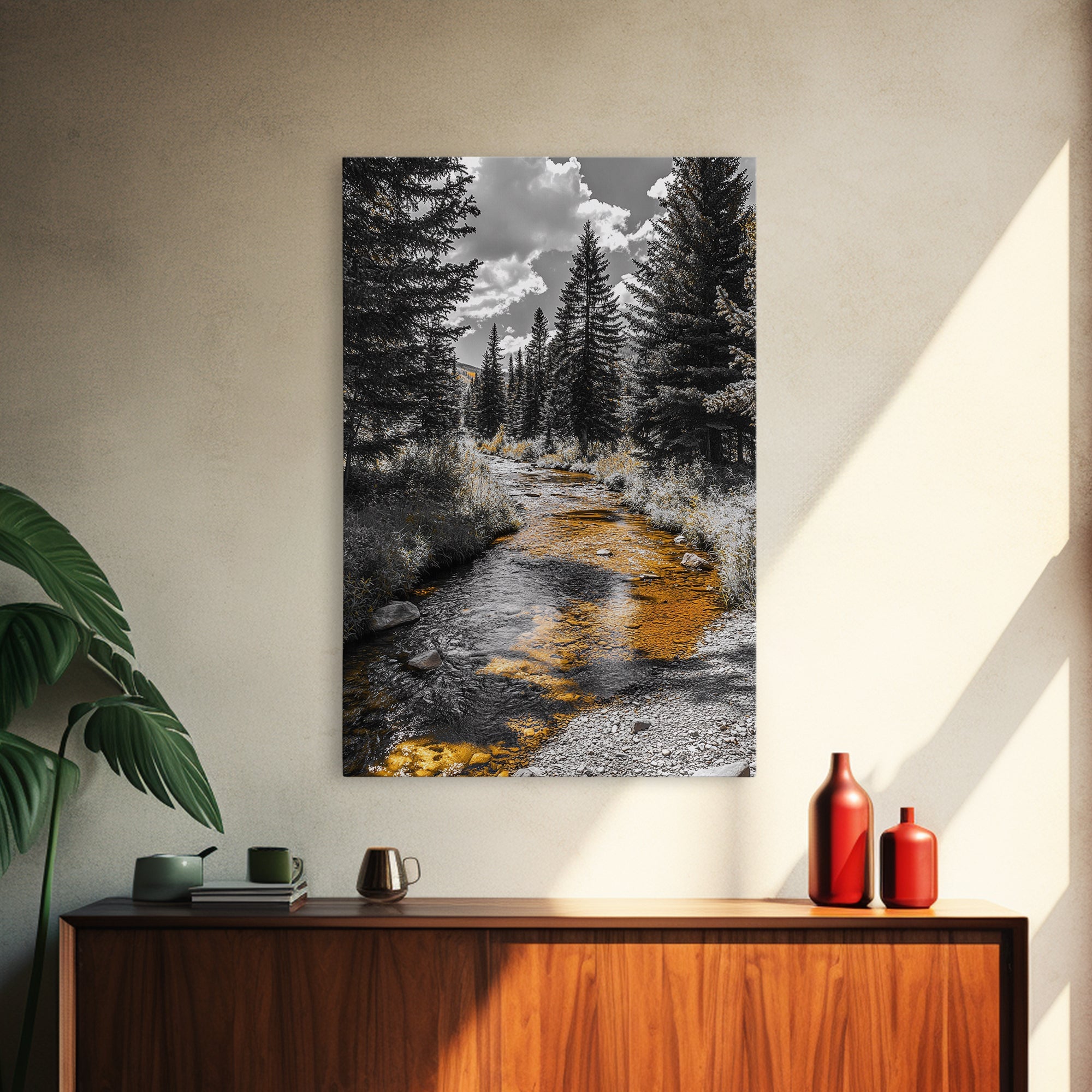 Autumn Forest Stream Canvas Print