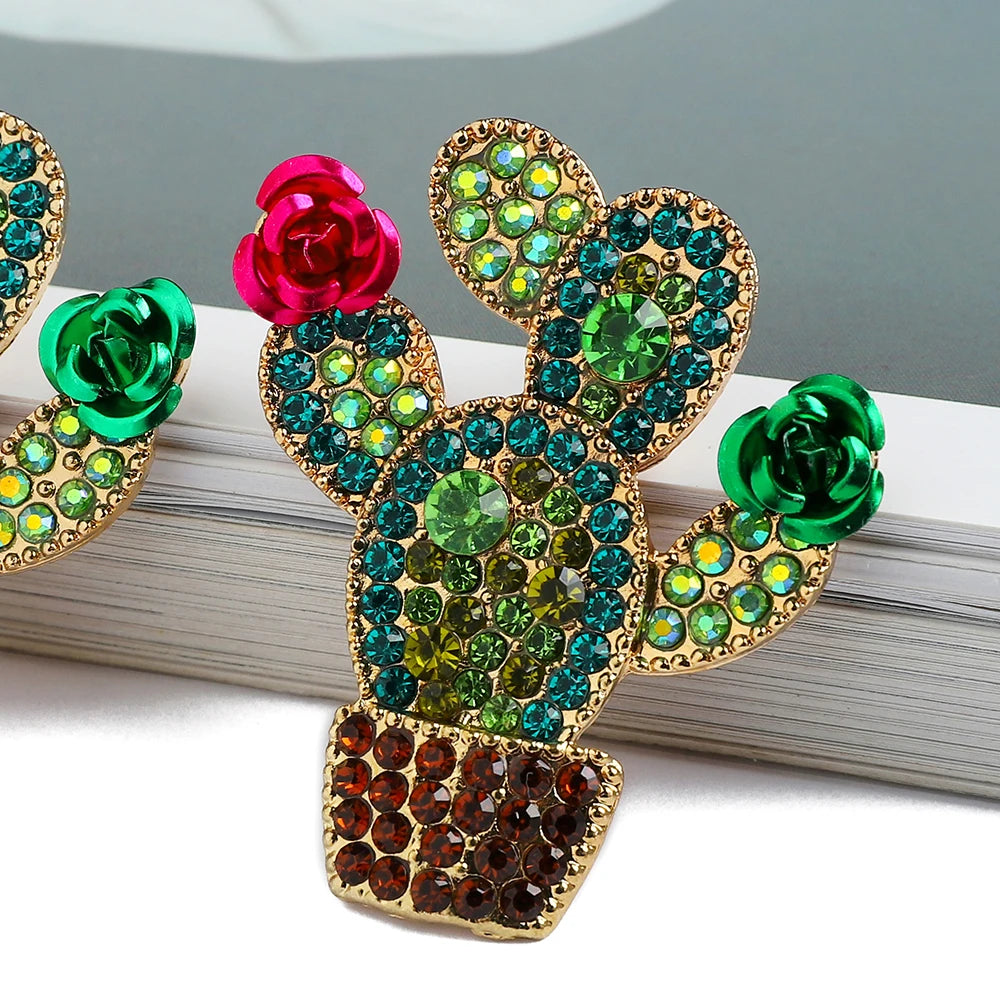 Cactus Crystal Stud Earrings