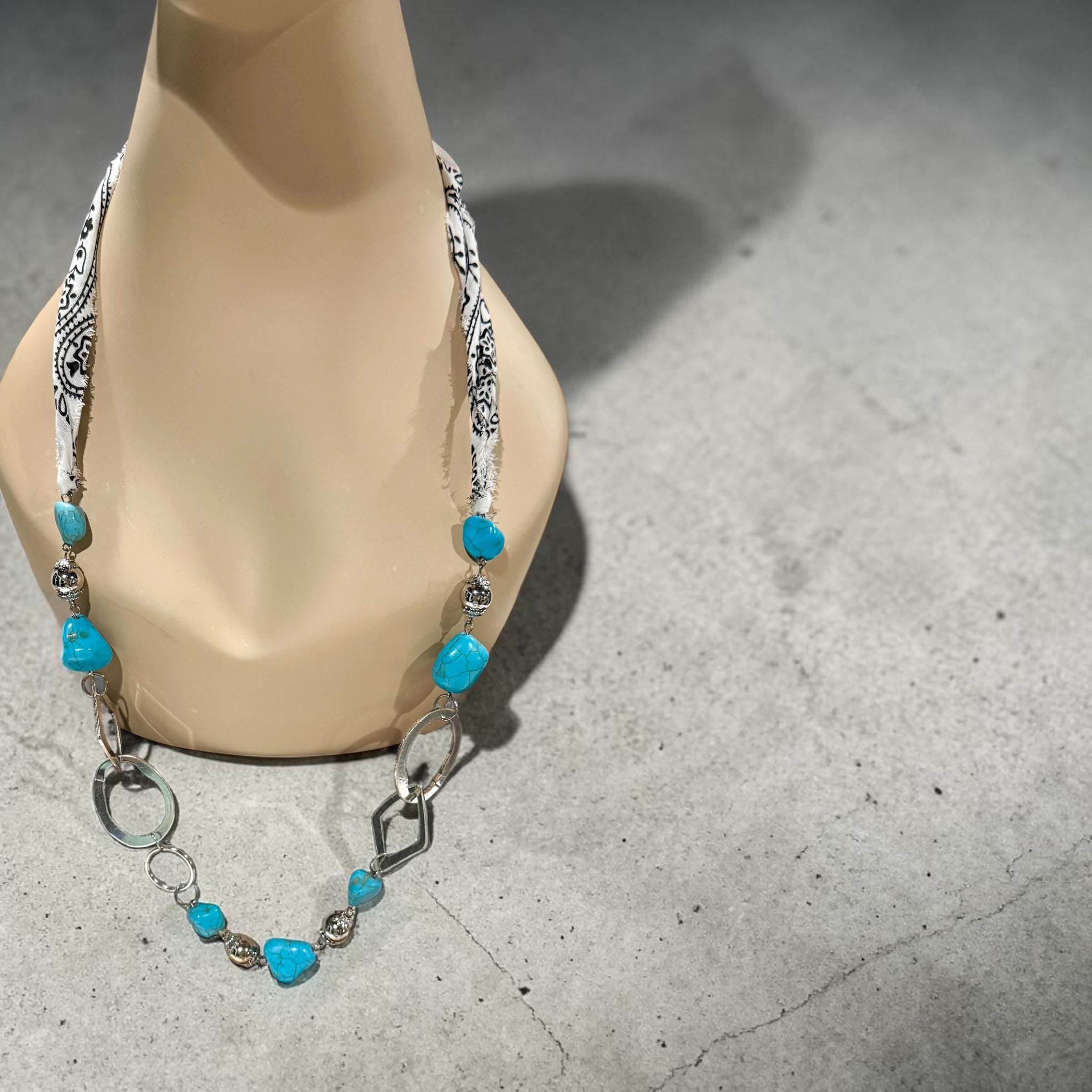 Turquoise Bandana Bead Necklace