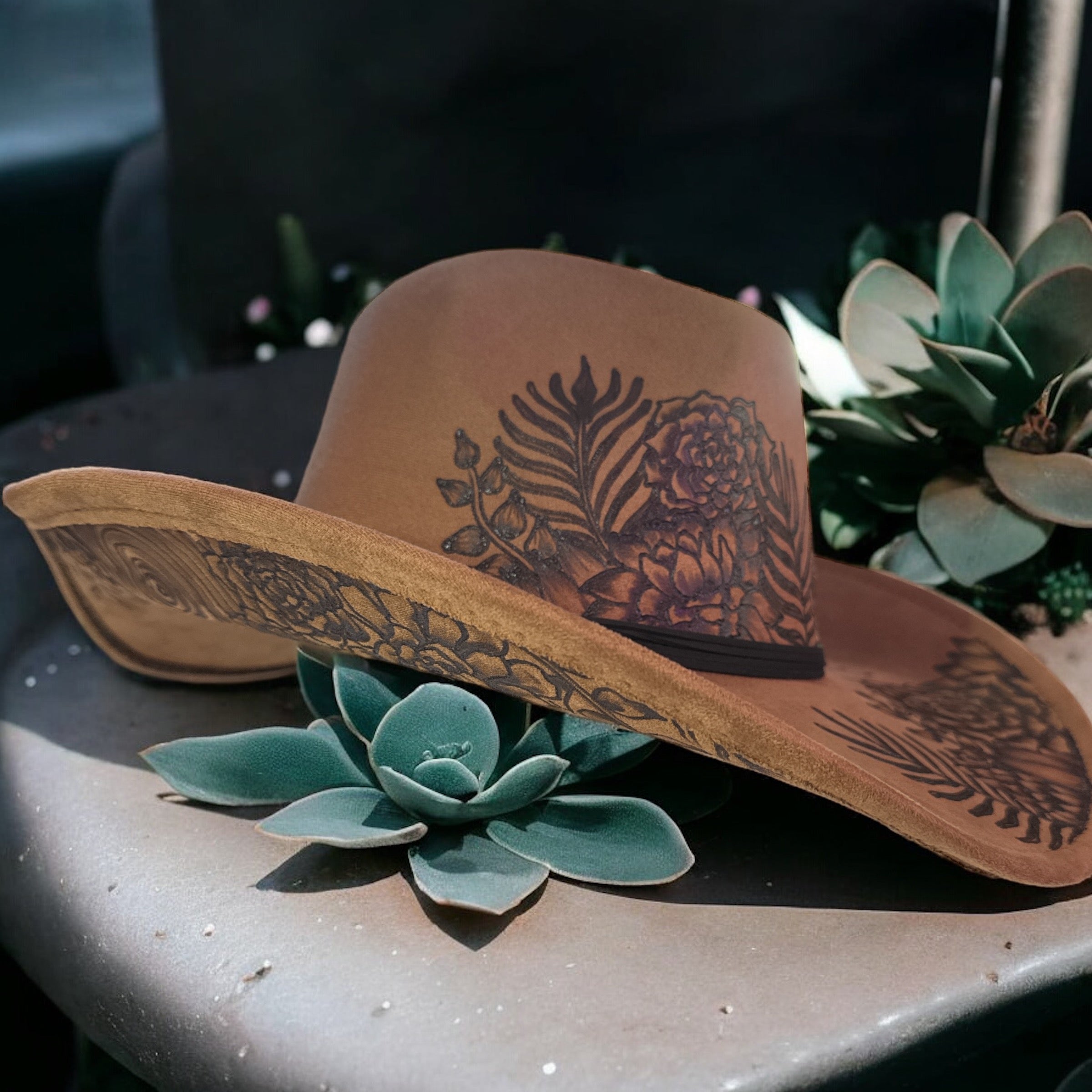 Jade Burned Cowboy Swoop Hat