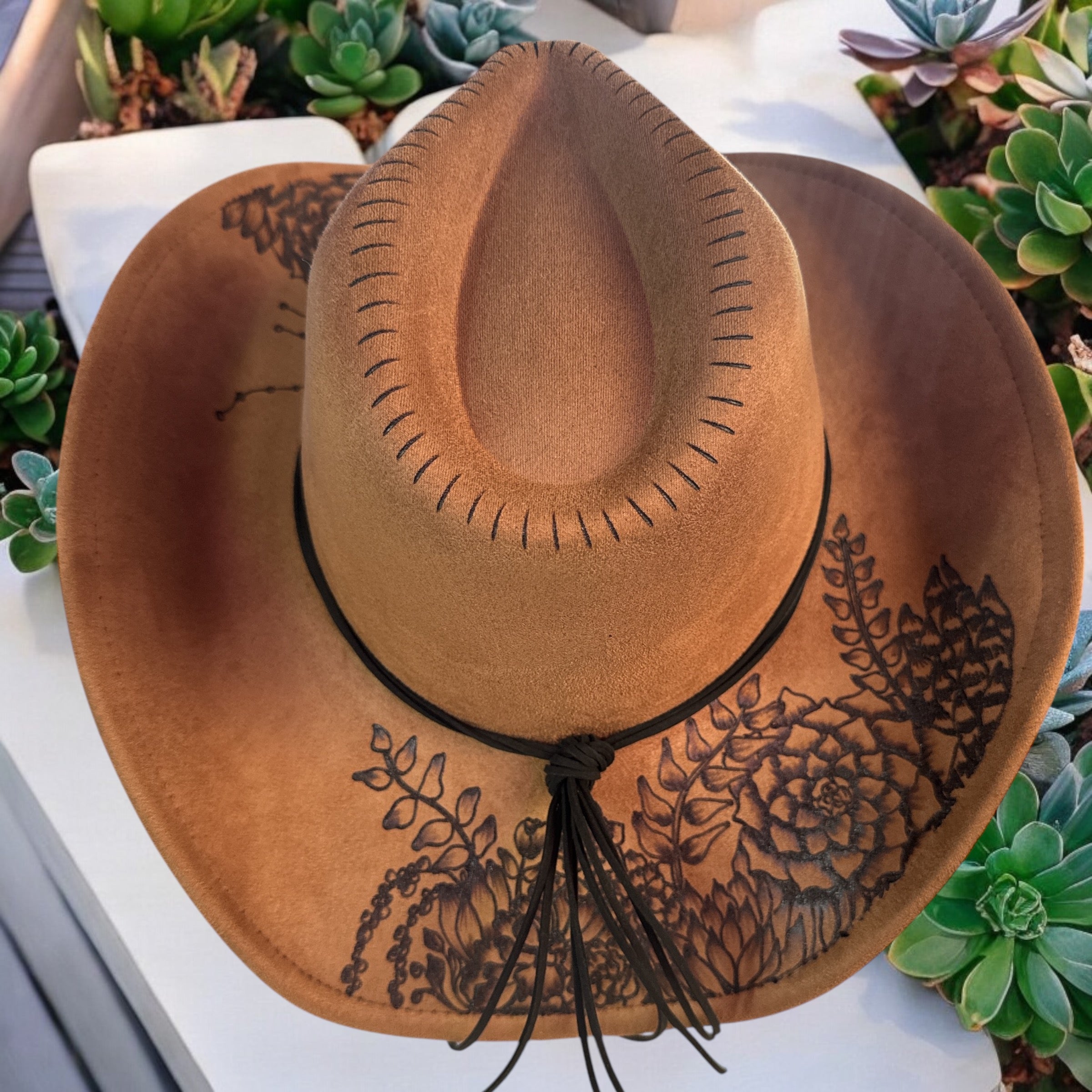 Jade Burned Cowboy Swoop Hat