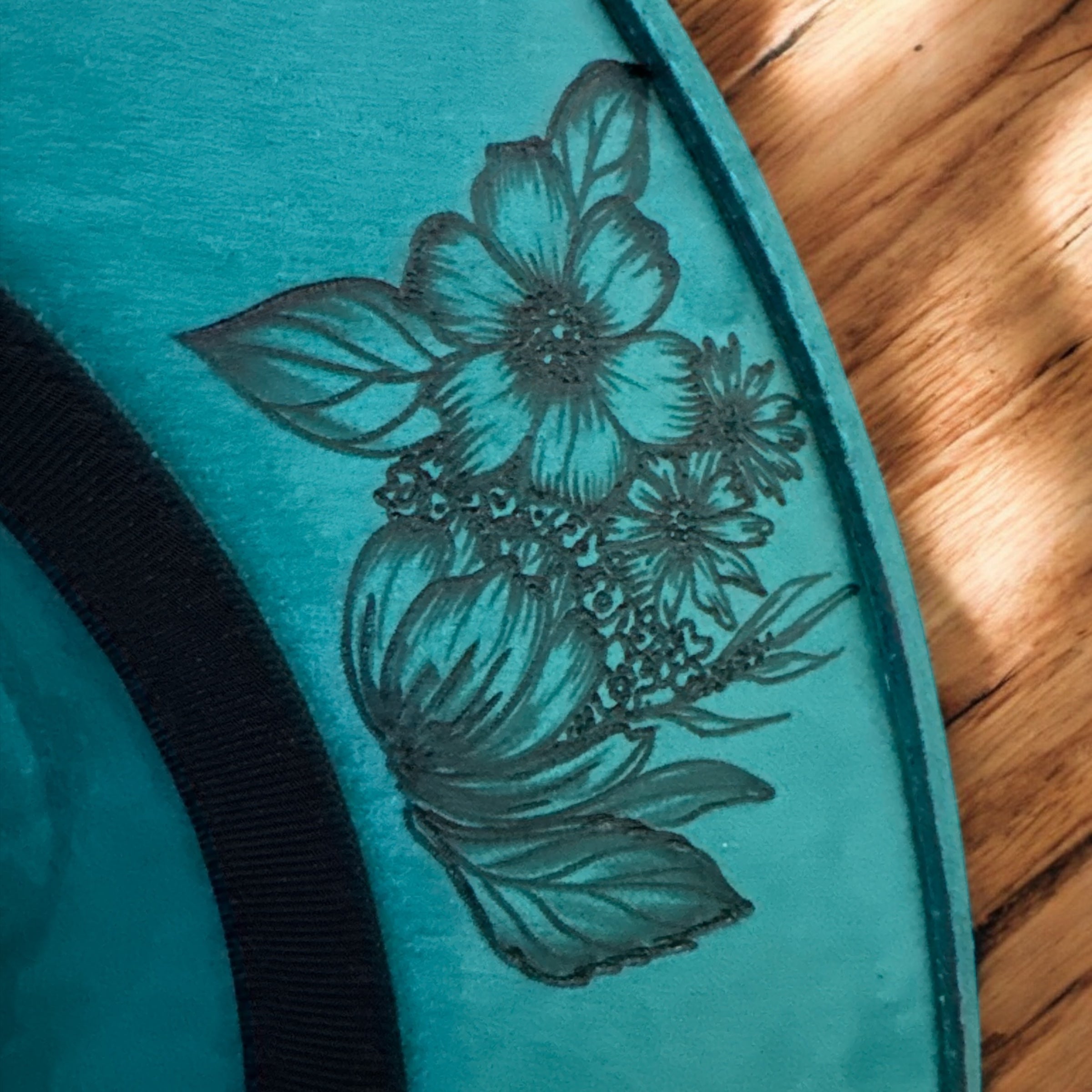 Teal Wildflower Burned Brim Hat