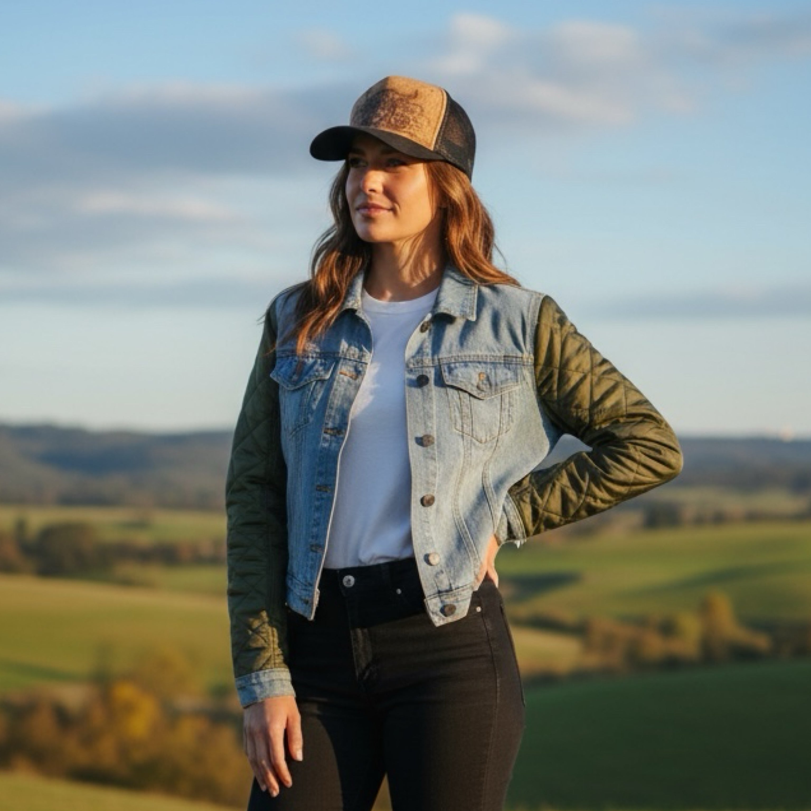 Burned Quilted Sleeve Denim Jacket