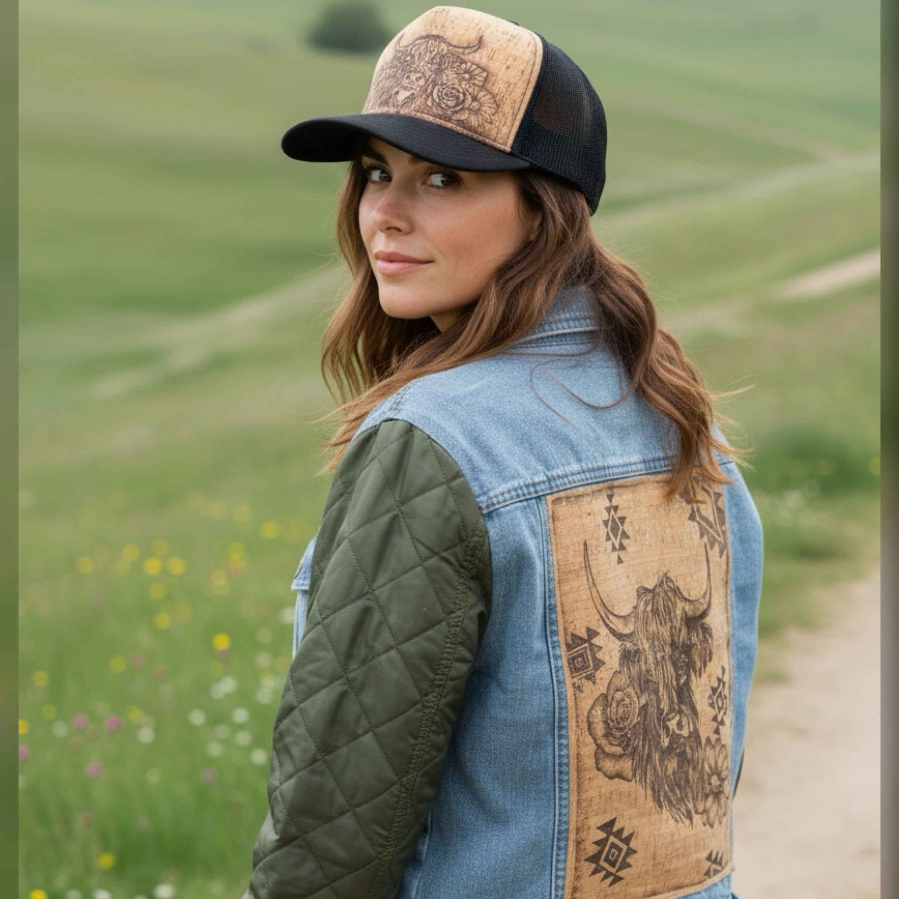 Burned Quilted Sleeve Denim Jacket