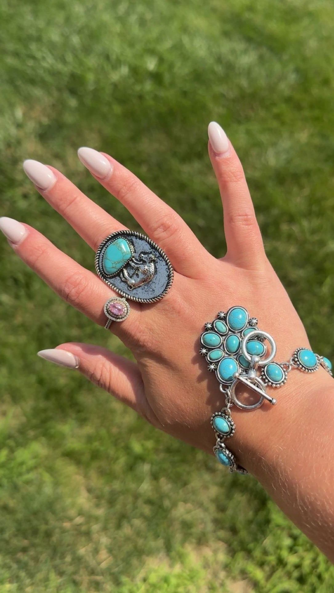 Buffalo Coin & Turquoise Adjustable Ring