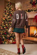 Holly Jolly Patch Mocha Crop Sweatshirt