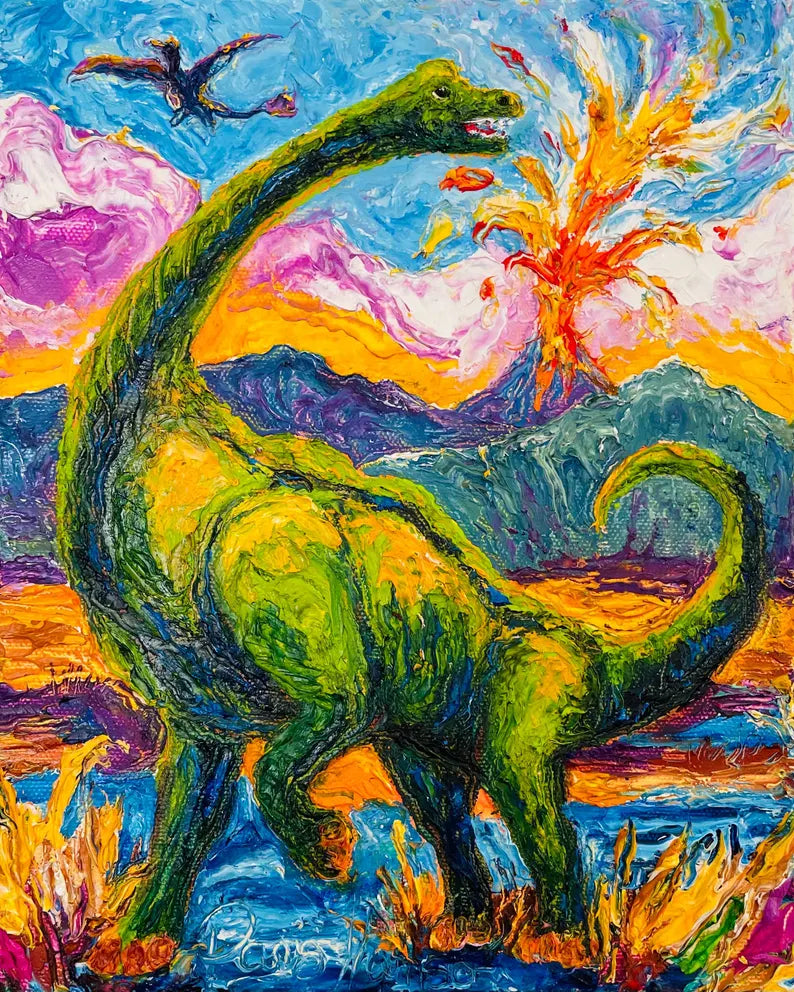 Brontosaurus Oil Painting