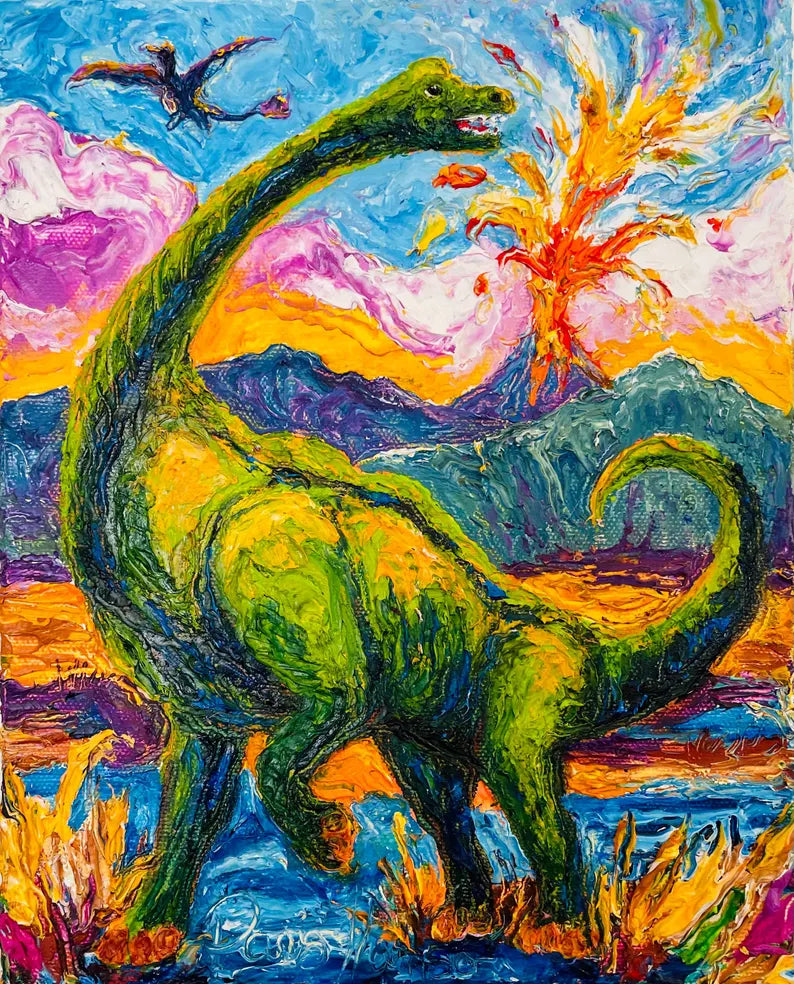 Brontosaurus Oil Painting