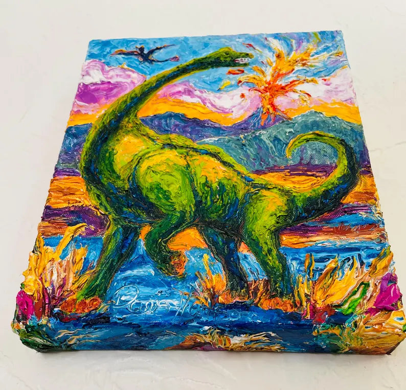 Brontosaurus Oil Painting