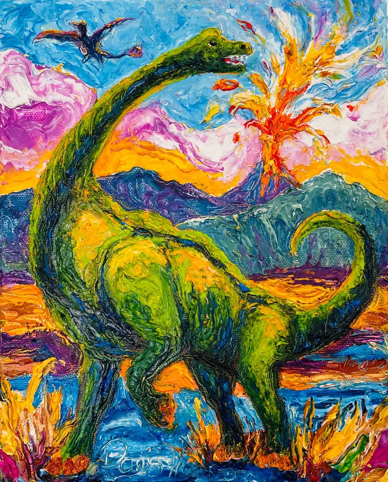 Brontosaurus Oil Painting