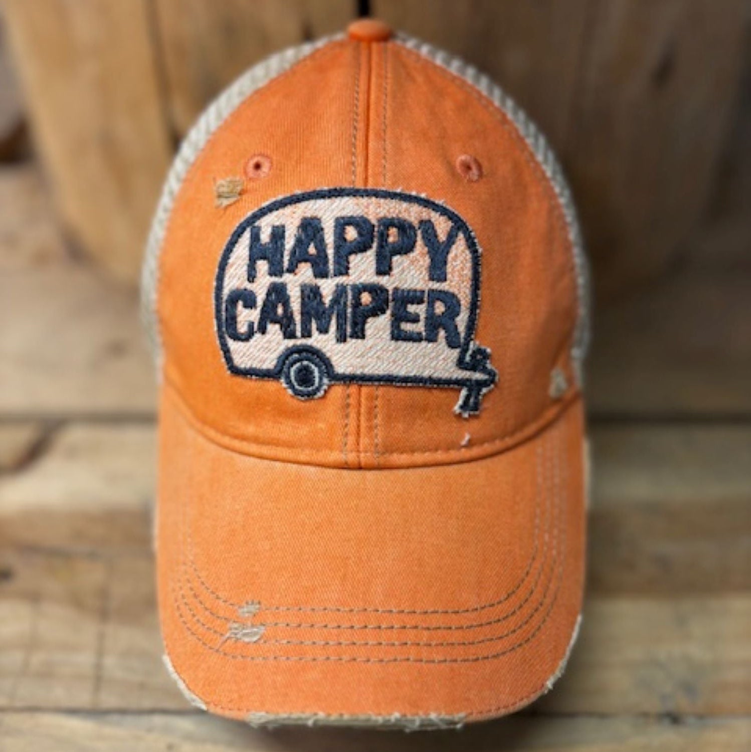 Happy Camper Embroidered Patch Hat