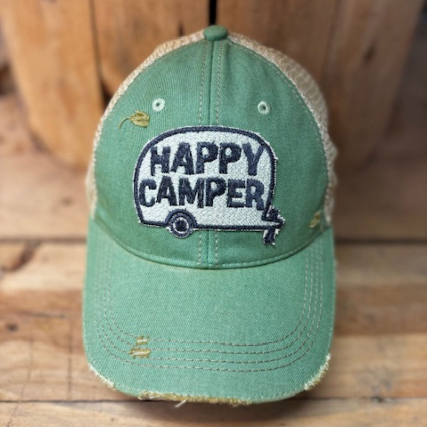 Happy Camper Embroidered Patch Hat