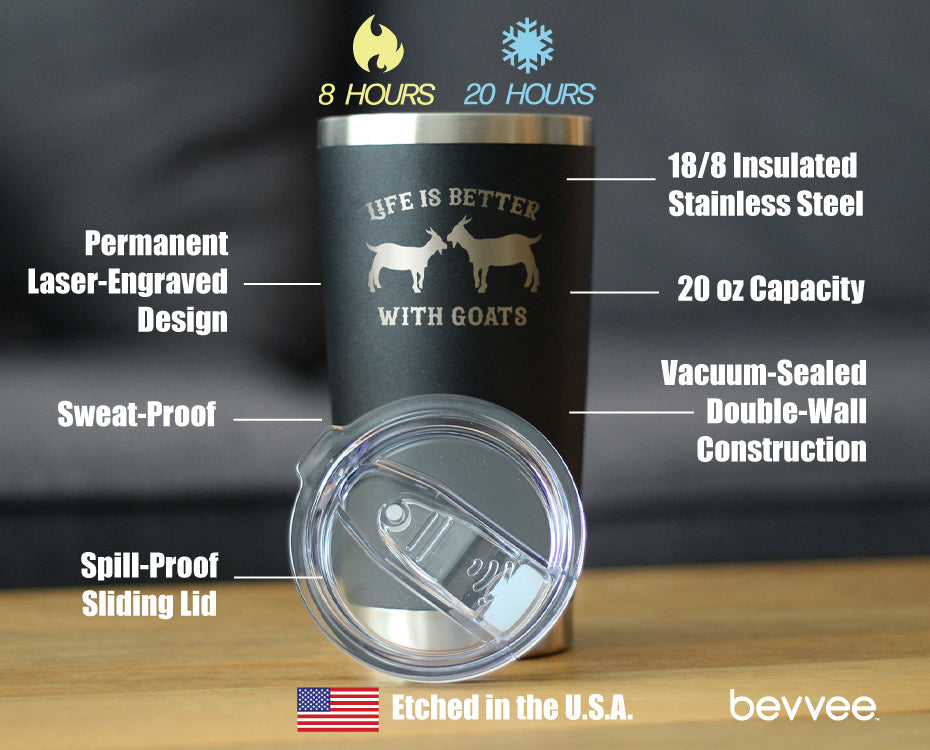 Life Is Better with Goats Insulated Coffee Tumbler – 20 oz