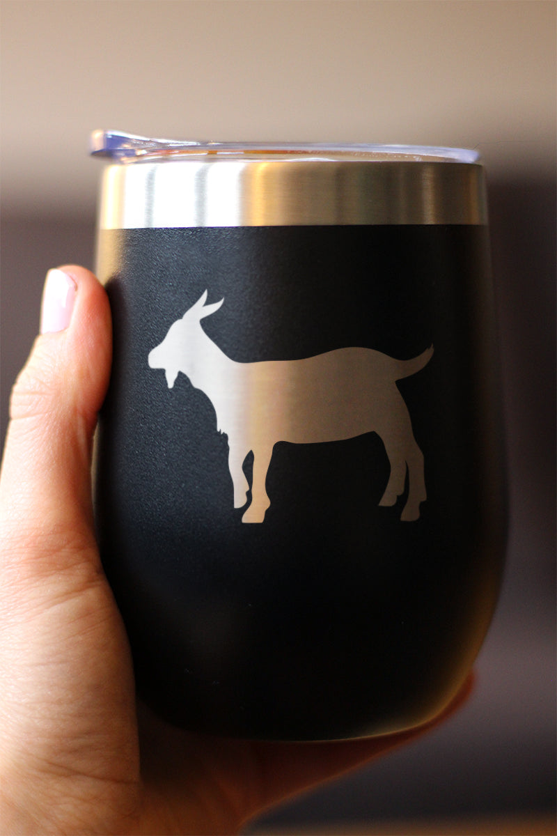 Goat Silhouette Insulated Wine Tumbler – 12 oz