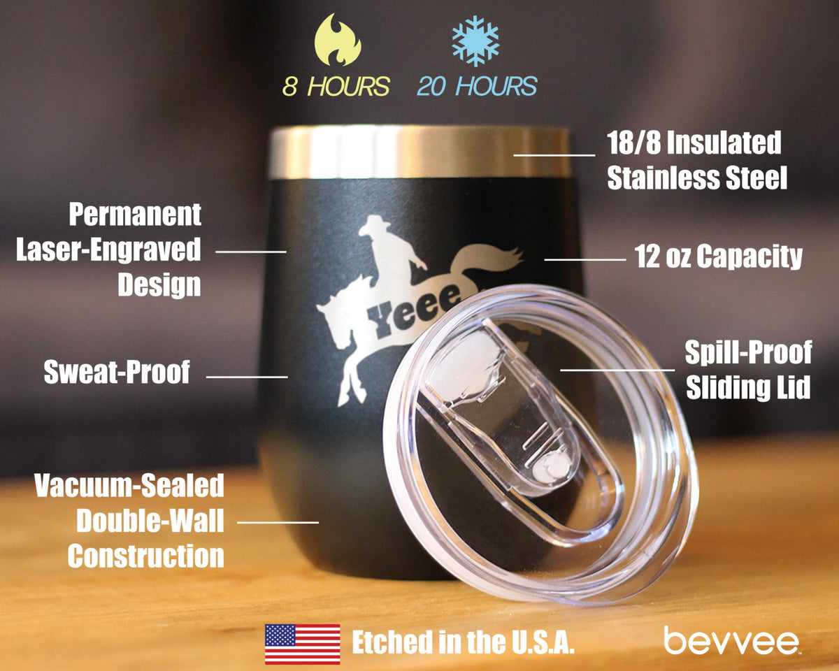 Yeehaw Insulated Wine Tumbler – 12 oz