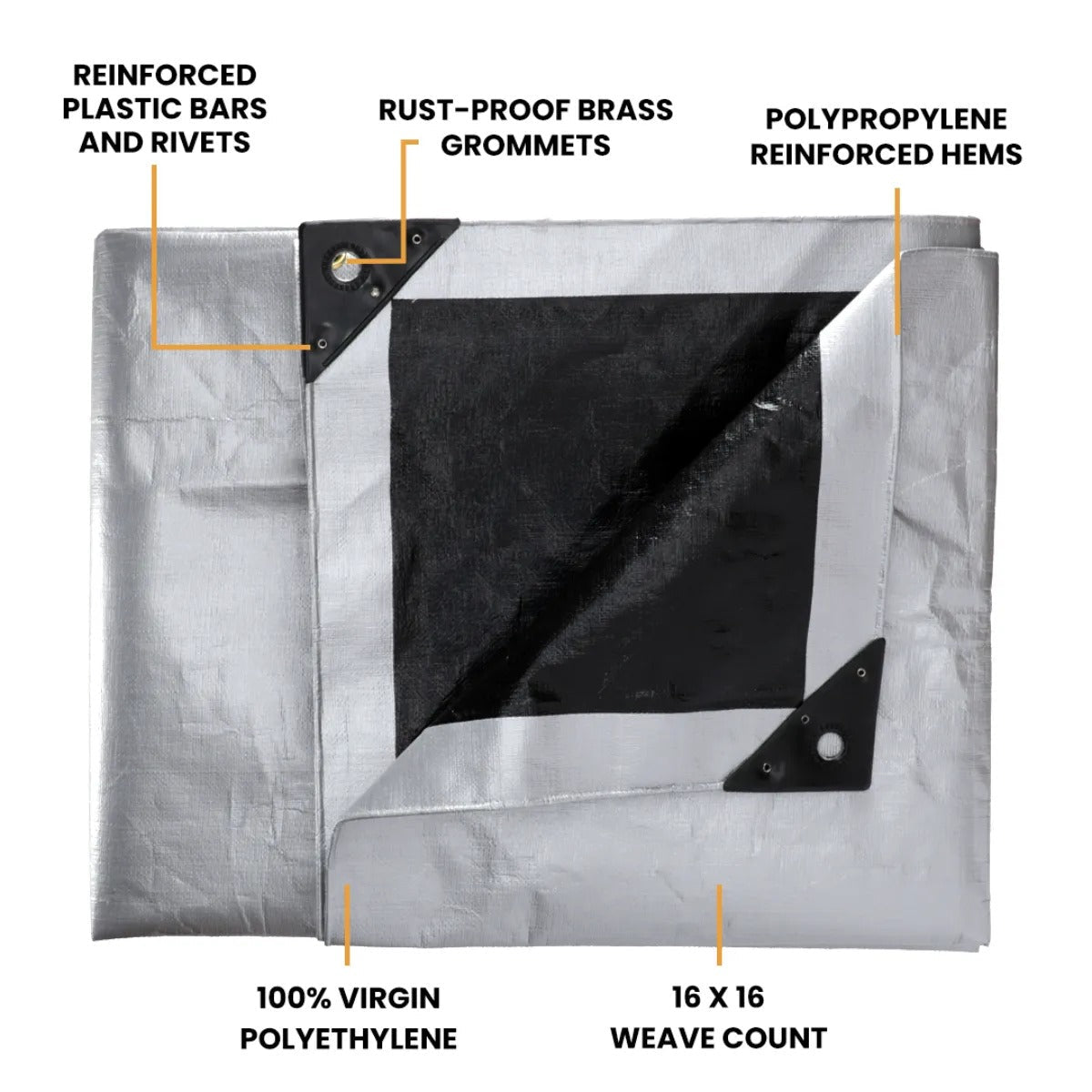 15 × 15 ft Heavy-Duty Poly Tarp | White Duck Outdoors