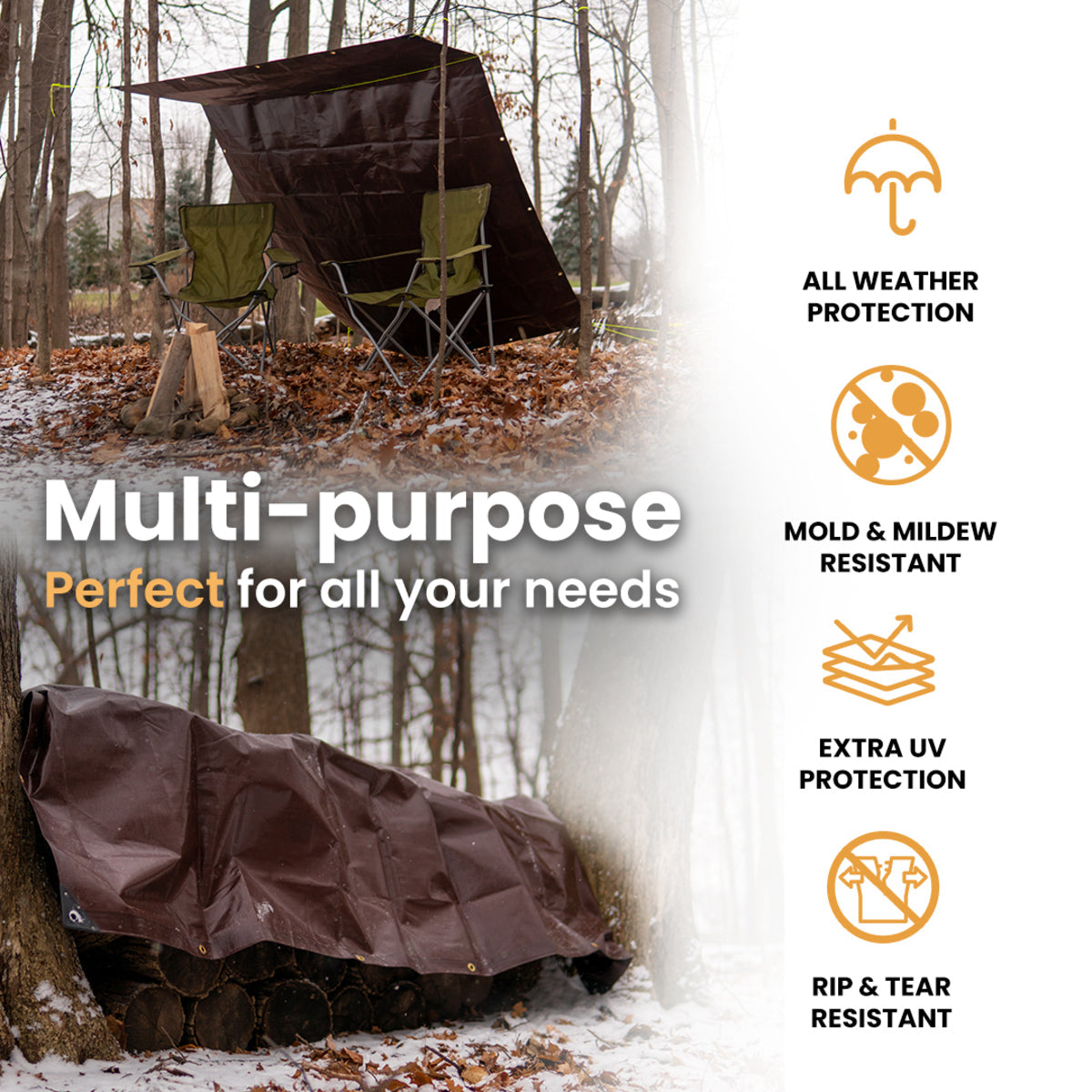 15 × 15 ft Heavy-Duty Poly Tarp | White Duck Outdoors