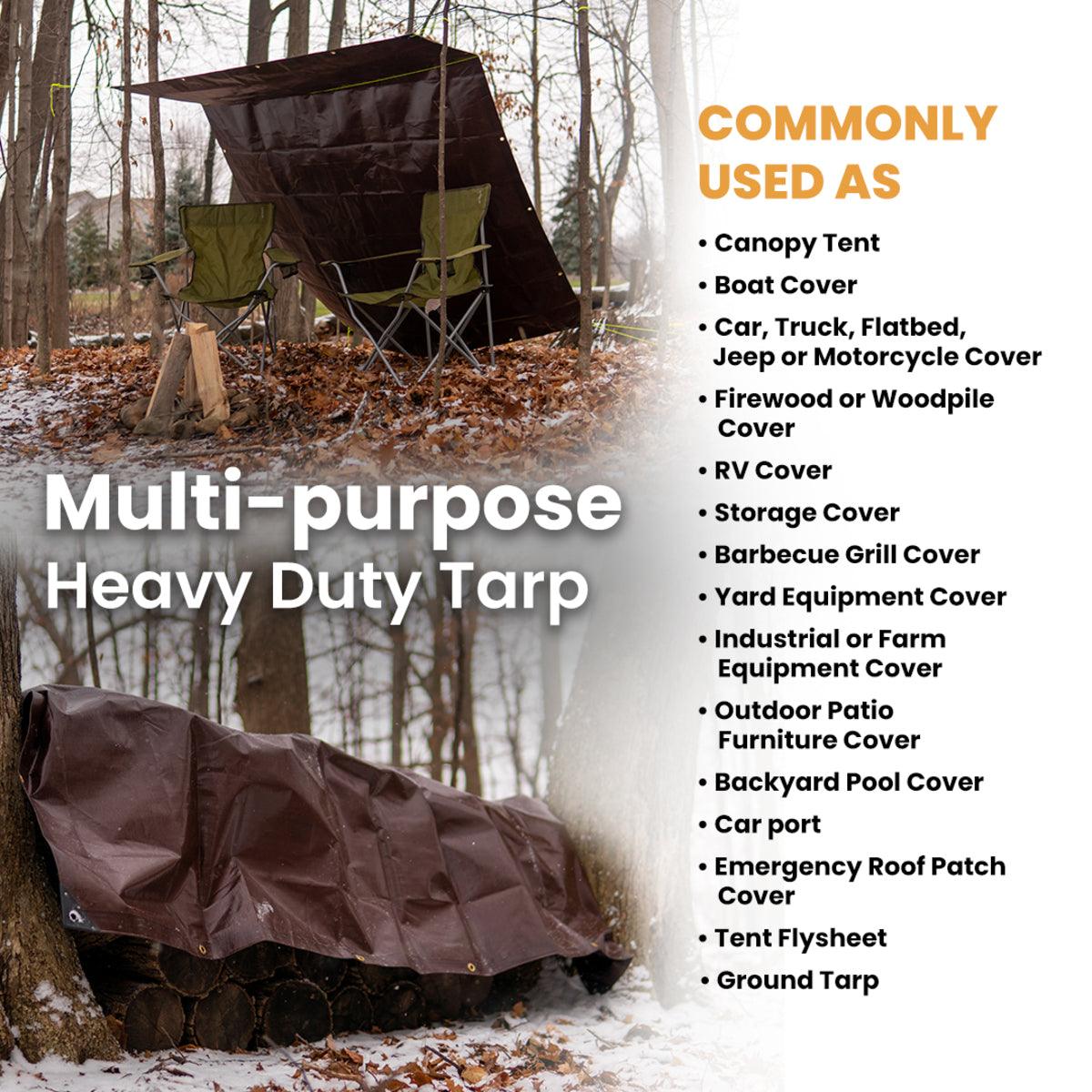 15 × 15 ft Heavy-Duty Poly Tarp | White Duck Outdoors