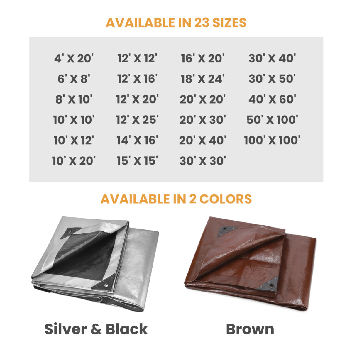 15 × 15 ft Heavy-Duty Poly Tarp | White Duck Outdoors