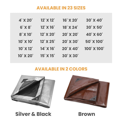 15 × 15 ft Heavy-Duty Poly Tarp | White Duck Outdoors
